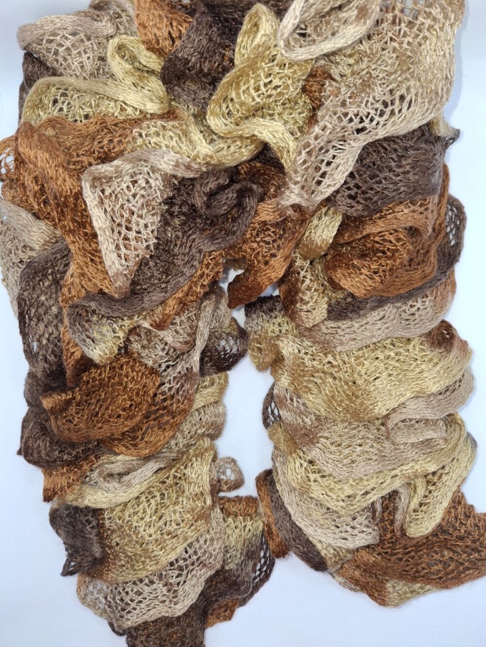Frilly Ruffle Scarf Wrap Boa Sparkle All Season Accessory Almond Fudge